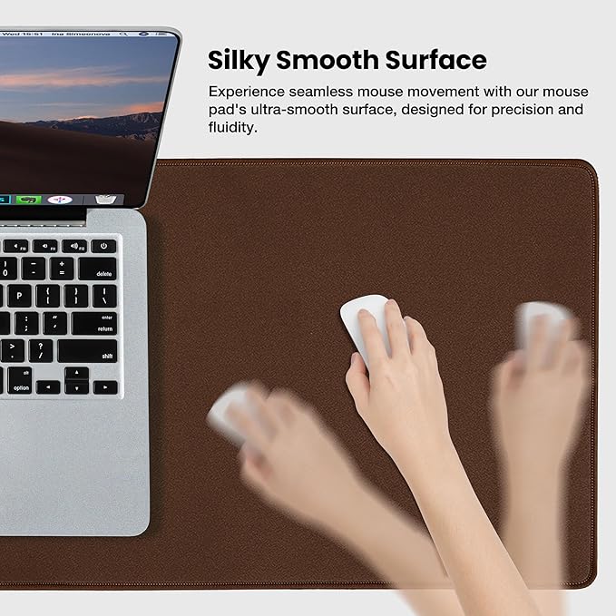 ALOANES Waterproof Mouse Pad with Durable Stitched Edge, Gaming Keyboard, Non-Slip Rubber Base Mouse Mat, Extended Desk pad for Gamer, Office& Home, Brown Mousepad 3XL(35.43"x15.74"x0.12")