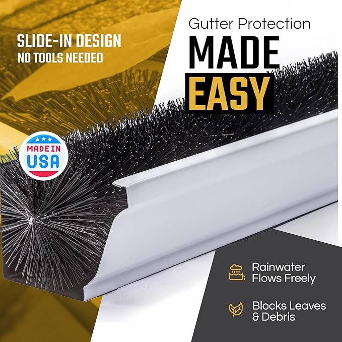 GutterBrush Gutter Guard for 5 Inch Gutters – 60 Ft DIY Leaf Filter Insert | 4.25" Diameter Brush Stops Clogs from Leaves & Debris | Gutter Screen & Cover Alternative - Made in USA