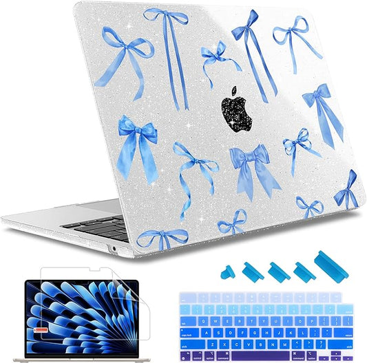 May Chen Case for MacBook Air 13/13.6 inch M5 A3449 M4 A3240 M3 A3113 M2 A2681, 2026 2025 2024-2022, Plastic Hard Shell with Keyboard Cover & Screec Protector, Watercolor Bows