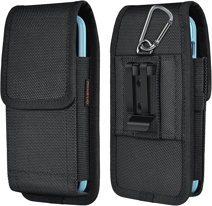 ACCKUO Phone Holster for Belt with Metal Clip and Magnetic Closure Compatible with iPhone 17 Pro Max, Galaxy S26/S25/S24/S23/S22/S21/S20 Ultra A17 A16 A26 A36 for Everyday Protection, XL-Black