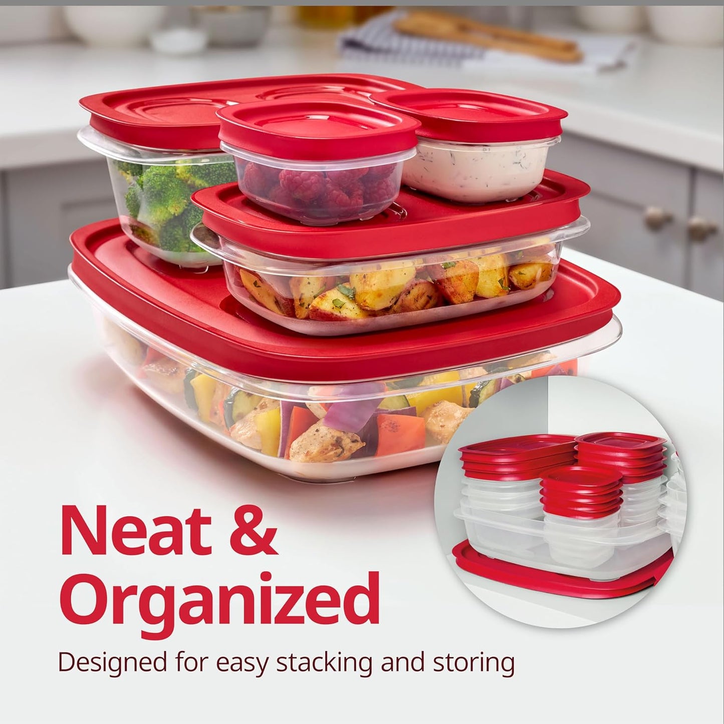 Rubbermaid EasyStore Food Storage Containers - 22-Piece Rectangle & Square Set with Lids