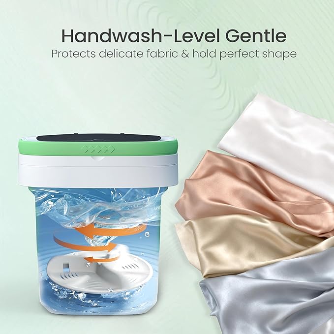 Portable Washing Machine - 16L Mini Foldable Washer with Spin Basket, 3 Cleaning Modes & Deep Cleaning for Small Clothes, Collapsible Laundry for Apartment, Home, Hotel and Travel (Green)