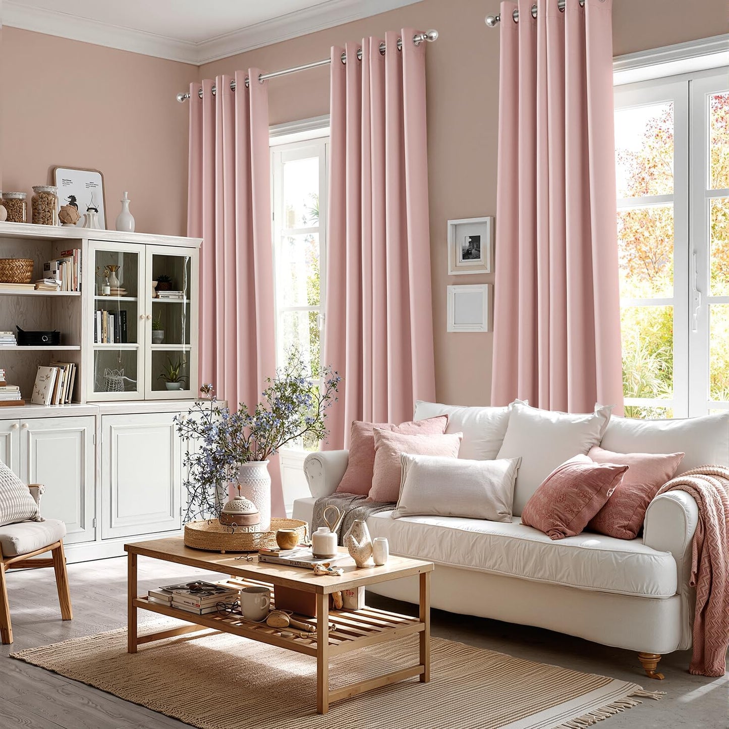 MIULEE Blackout Curtains - Thermal Insulated Room Darkening Drapes for Girls' Bedroom | 84 Inches Long, 2 Panels, Baby Pink