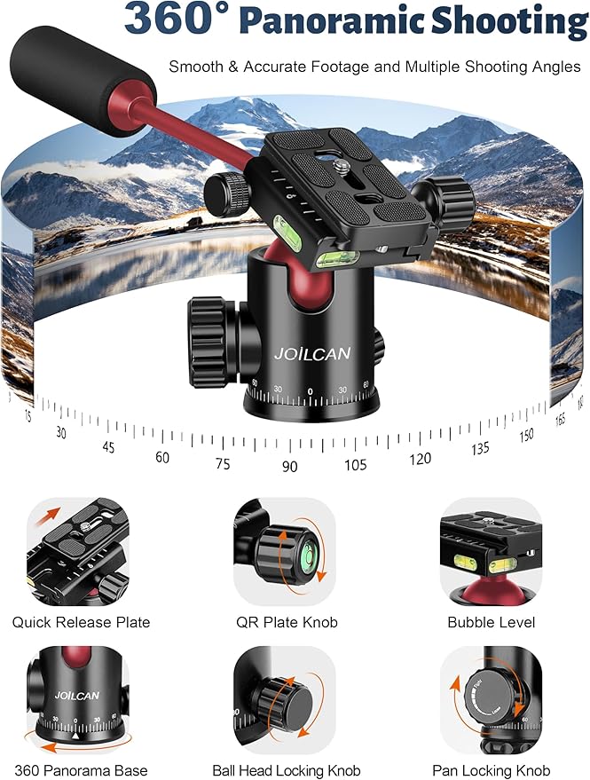 JOILCAN Camera Tripod, 83" Aluminum Tripods & Monopods with Metal Handle, Heavy Duty Tripod for DSLR Camera Lasers Binoculars Telescope Spotting Scope, Payload 35Lb