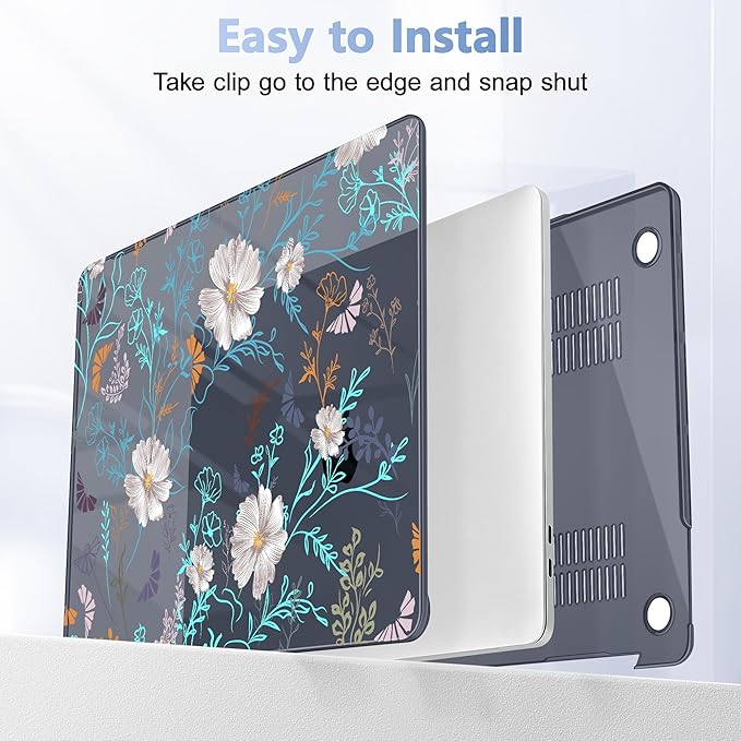 Lepeoac Case for MacBook Pro 13 inch Case M2 2022-2016 A2338 M1 A2251 A2289 A2159 A1989 A1708 A1706, Plastic Hard Shell + Keyboard Cover + Dust Plug, Rustic Flowers