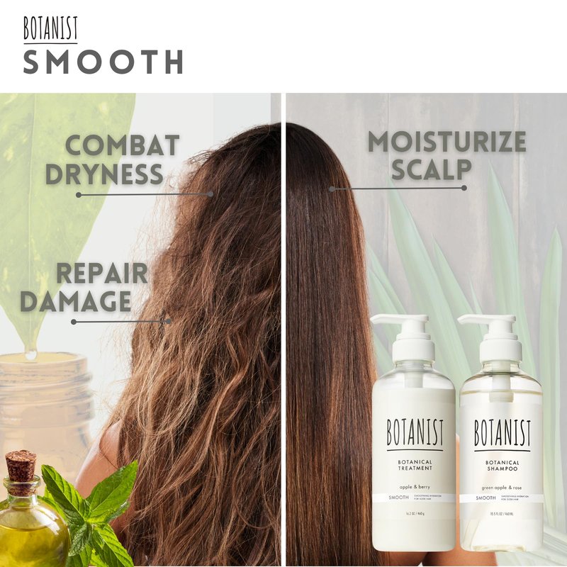 BOTANIST Moisturizing Shampoo and Conditioner Set for Frizzy Hair, Keratin Anti Frizz Shampoo & Conditioner, Sulfate Free & Argan Oil Shampoo and Conditioner for Women& Men from Japan 31.7Fl Oz SMOOTH