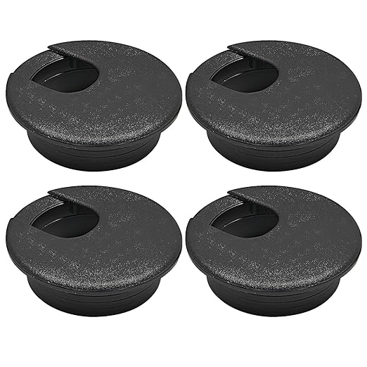 BOPOREAE Desk Grommet 1-1/2" (38 mm), Desk Cord Hole Cover, Cable Grommet ABS Plastic, Desk Hole Grommet for Office and Home Table Cable, Detachable Cable Cord Organizer (Black 4 Pcs)