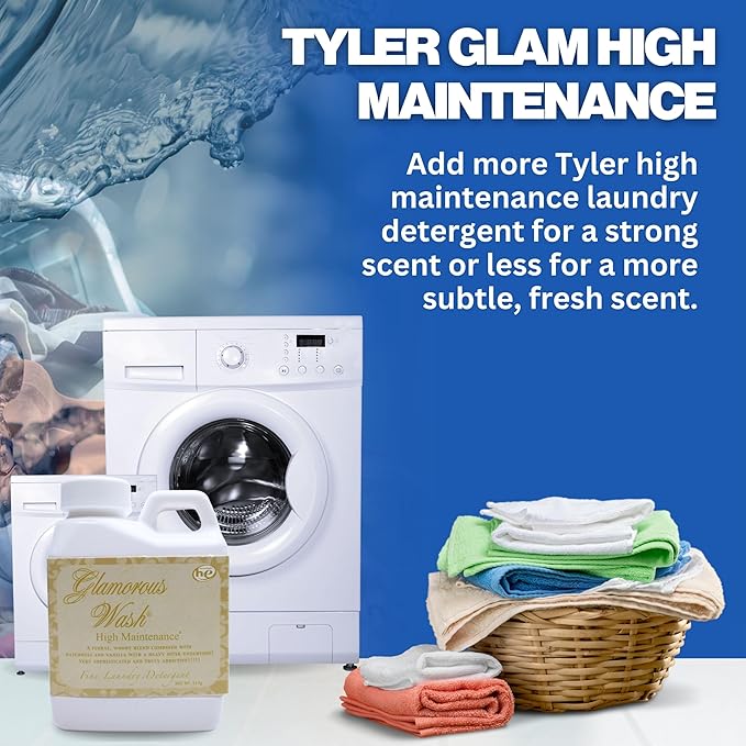 Worldwide Nutrition Bundle: Tyler Candle Company Glamorous Wash High Maintenance Scent Fine Laundry Liquid Detergent - Hand and Machine Washable - 4 oz (112 grams) Container and Keychain