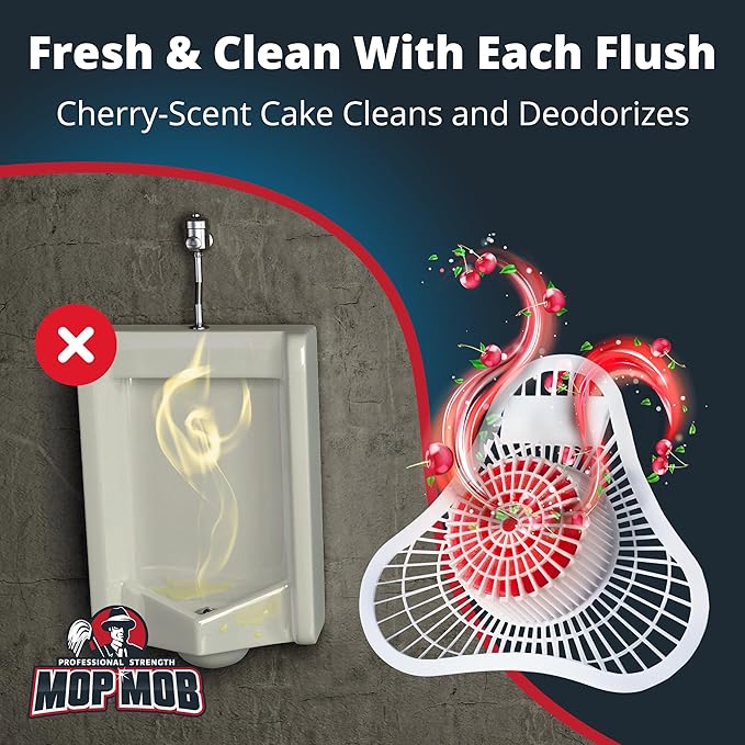 Long Lasting Urinal Screen and Deodorizer with Non-Para Block 12 Pk. Universal-Fit, Cherry-Scent Cake Releases Cleaning Agents To Remove Odor. Durable Mat Limits Janitorial Cleaning & Supply Needs