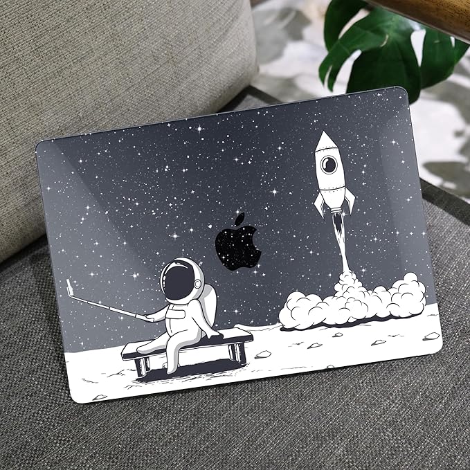 MEEgoodo for MacBook Air 13 inch Case 2021 2020 2019 2018 A2337 M1 A2179 A1932 with Touch ID, Plastic Hard Shell & Keyboard Cover Compatible with MacBook Air 13.3,Astronaut Rocket