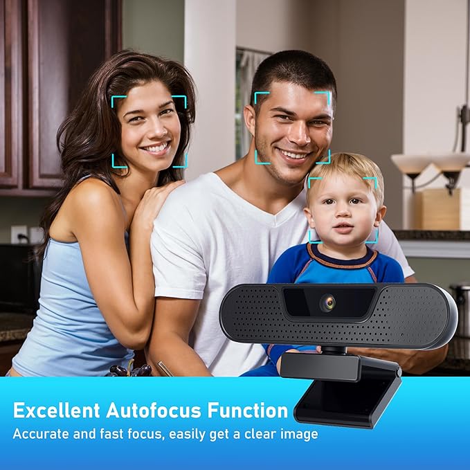 VIZOLINK 4K Webcam, Computer Camera with 4 Noise-canceling Microphones for Computer/Laptop/Mac, Privacy Cover and Tripod, Work with Video Conference, Live Streaming, Gaming, Video Calls, Zoom
