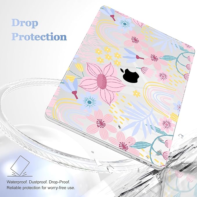 Lepeoac for MacBook Pro 16 inch Case 2019 2020 Release Model A2141, Plastic Hard Shell Cover with Keyboard Cover & Screen Protector for MacBook Pro 16 inch with Touch Bar & Touch ID, Florals