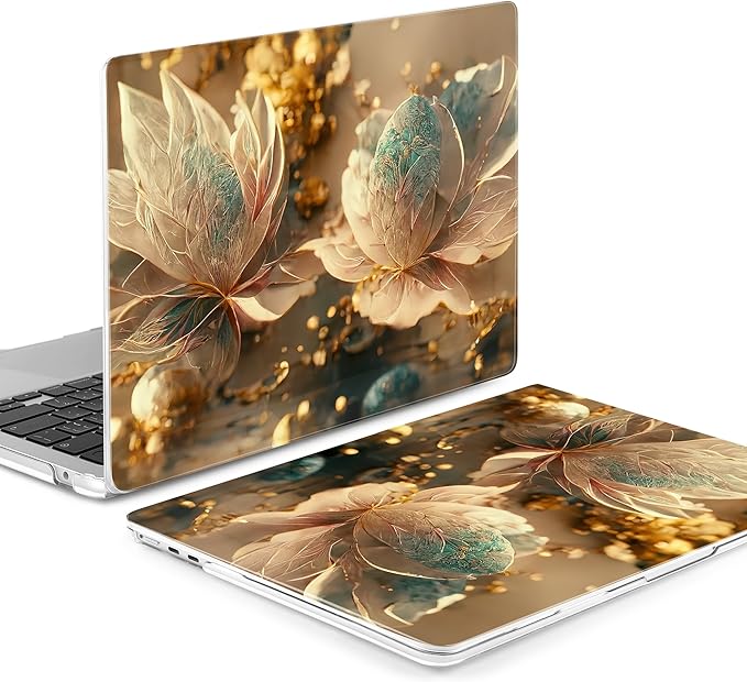 Batianda Premium Case for New MacBook Air 15 inch with M5 M4 M3 M2 Chip 2026 2025 2024 2023 Release, Designed Ultra-Slim Hardshell & Keyboard Cover & Screen Protector 4-in-1 Bundle, 3D Flower