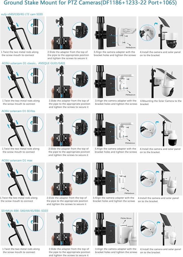 Koroao Ground Stake Mount for eufy Solocam S340/E30/S330,Reolink Argus PT 3MP/4MP/5MP,AOSU SE/Lite/Max,ANSQUE(GU01/SA01),SEHMUA,TP-Link Tapo Outdoor Pan/Tilt Wi-Fi,Cinnado B6 Security Cameras (Black)