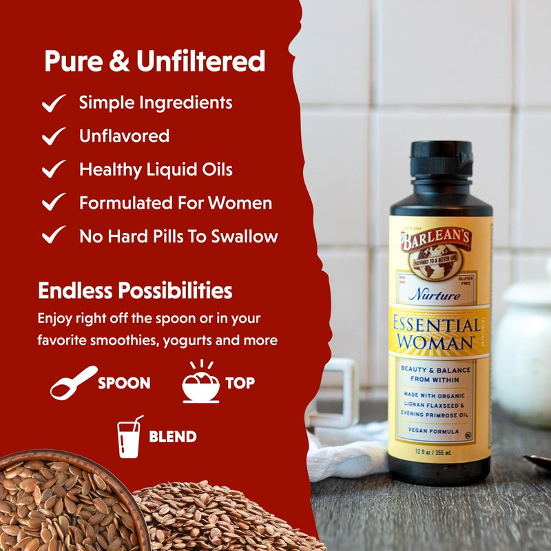 Barlean's Organic Oils, The Essential Woman, 12-Ounce Bottle