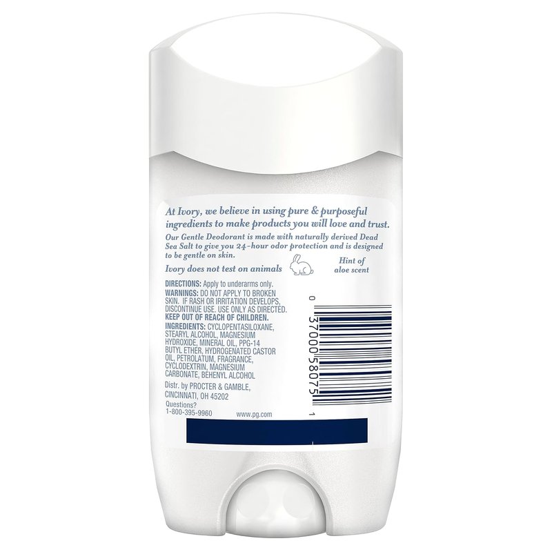 Ivory Aluminum-Free Coconut Deodorant - 24-Hour Gentle Formula, Baking Soda & Paraben Free | 2.4oz (Pack of 6)