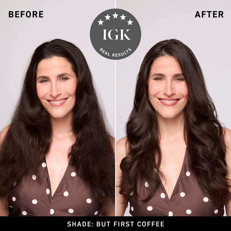 IGK Permanent Hair Dye Color Kit | 6N But First Coffee - Light Natural Brown | 100% Gray Color Coverage + Strengthen + Shine | Ammonia Free