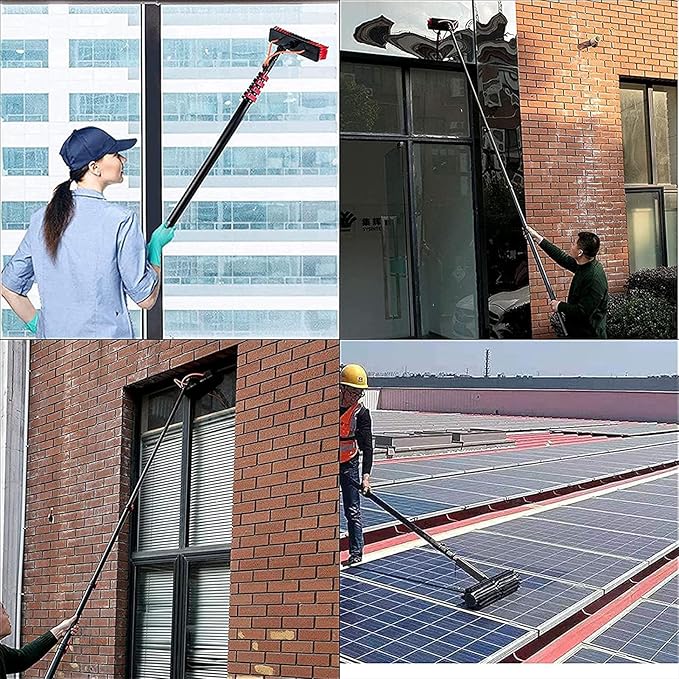 6m Solar Panel Cleaning Brush and Pole,Photovoltaic Panel CleaningTrucks Windows Water Fed Extendable Brush Roof Cleaning Tools Conservatory roof Cleaner,50cm-5.4m