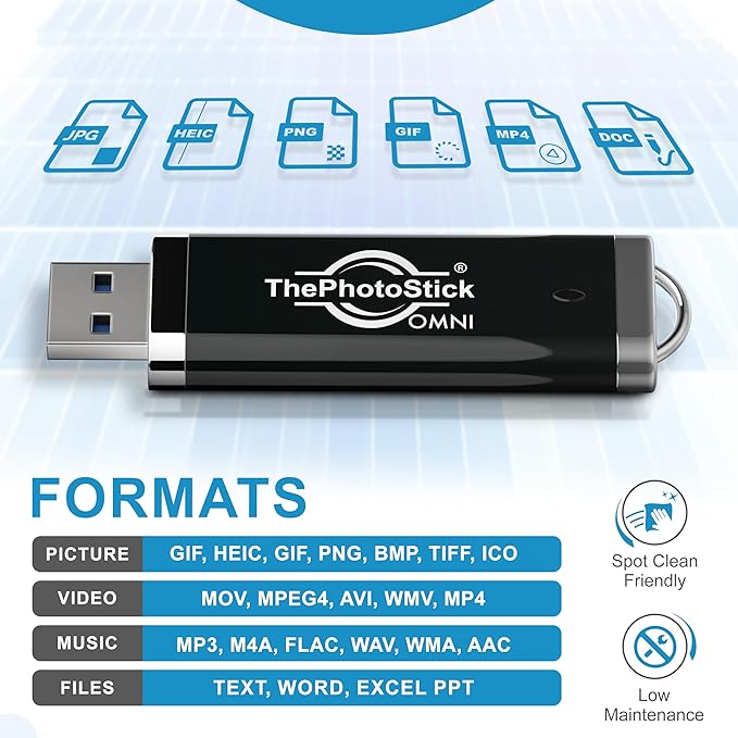 ThePhotoStick® Omni 128GB (2 Pack) USB Flash Drive & Memory Stick – Automatic Photo & Video Backup for iPhone, Android, Mac & PC – Multiport Connection to Easily Store & Transfer Files