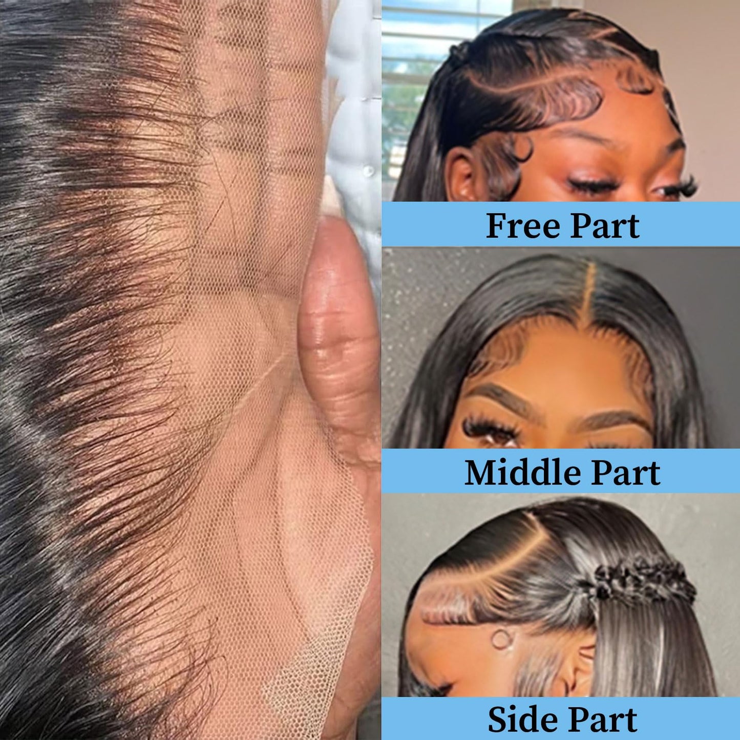 5x5 Deep Wave Lace Closure Human Hair HD Lace Closure Pre Plucked With Baby Hair Free Part 100% Brazilian Virgin Human Hair for Black Women Natural Color 12 Inch