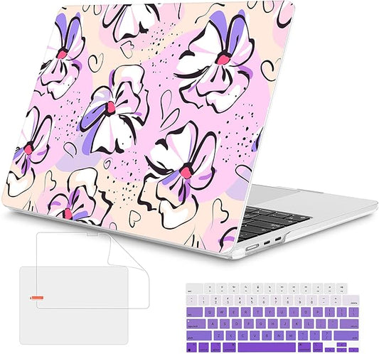 Mektron Case for 2026 MacBook Air 15 INCH M5 A3448 Compatible with M4 A3241 /M3 A3114 /M2 A2941 Printed Plastic Hard Shell Cover with 15.3" Liquid Retina Display Touch ID- Pink Flowers
