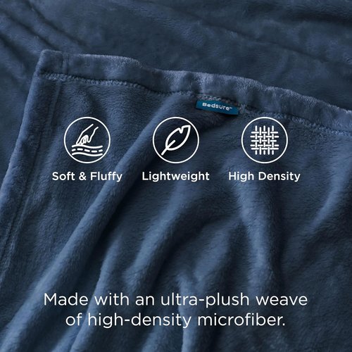 Bedsure GentleSoft Fleece Throw Blanket - XL Plush Cozy 300GSM in Mineral Blue | 50x70 Inches for Bed & Travel