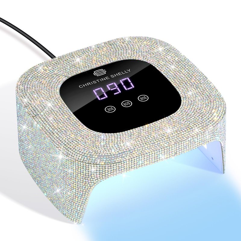 CHRISTINE SHELLY UV Nail Lamp, UV Light for Gel Nails,48W Plug-in Mini Diamond Nail Lamp Nail Dryer with Touch Control Auto Sensor and 3 Timer Settings Nail Light Portable Curing Lamp (AB Diamond)
