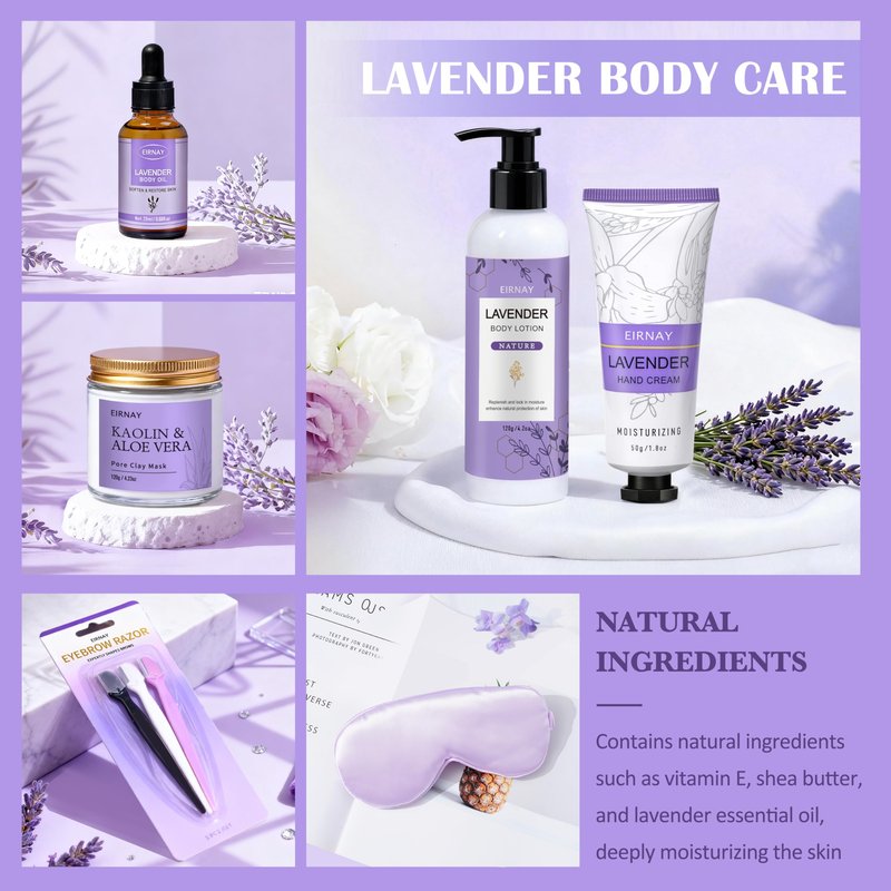 EIRNAY Mothers Day Gifts for Women, Spa Gifts Basket for Women, 21pcs Lavender Bath and Body Gift Basket, Self Care Gifts, Facial Skin Care Set, Birthday Gifts for Mom, Wife, Girlfriend, Sister