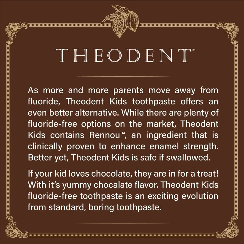 Theodent Kids Toothpaste - Fluoride Free Chocolate Toothpaste for Kids with Rennou® for Enamel Repair, Safe if Accidentally Swallowed, SLS Free, Chocolate Chip (3.4 oz)