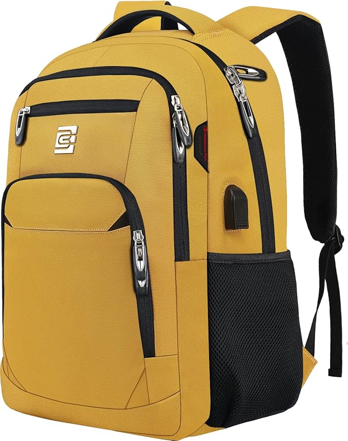 Volher Laptop Backpack,Business Travel Anti Theft Slim Durable Laptops Backpack,Water Resistant College Computer Bag for Women & Men Fits 15.6 Inch Laptop and Notebook-Yellow