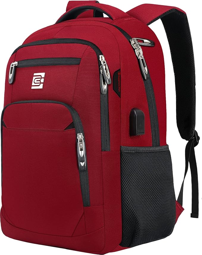 Volher Laptop Backpack,Business Travel Anti Theft Slim Durable Laptops Backpack,Water Resistant College Computer Bag for Women & Men Fits 15.6 Inch Laptop and Notebook-Red