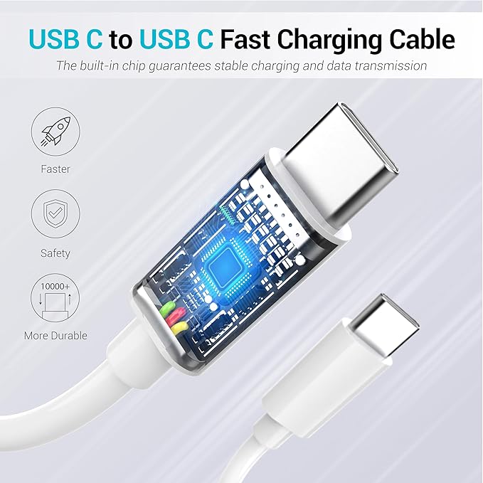 TT&C 2-Pack 30W USB-C Super Fast Charger with 6.6FT Type C Cables, PD 3.0 Wall Plug Compatible with iPhone 17 16 15, Galaxy S26 S25 Ultra & iPad (White)