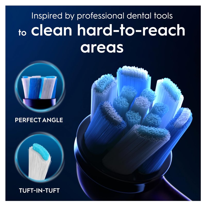 Oral-B iO Ultimate Clean Electric Toothbrush Head, Twisted & Angled Bristles for Deeper Plaque Removal, Pack of 2 Toothbrush Heads, Black