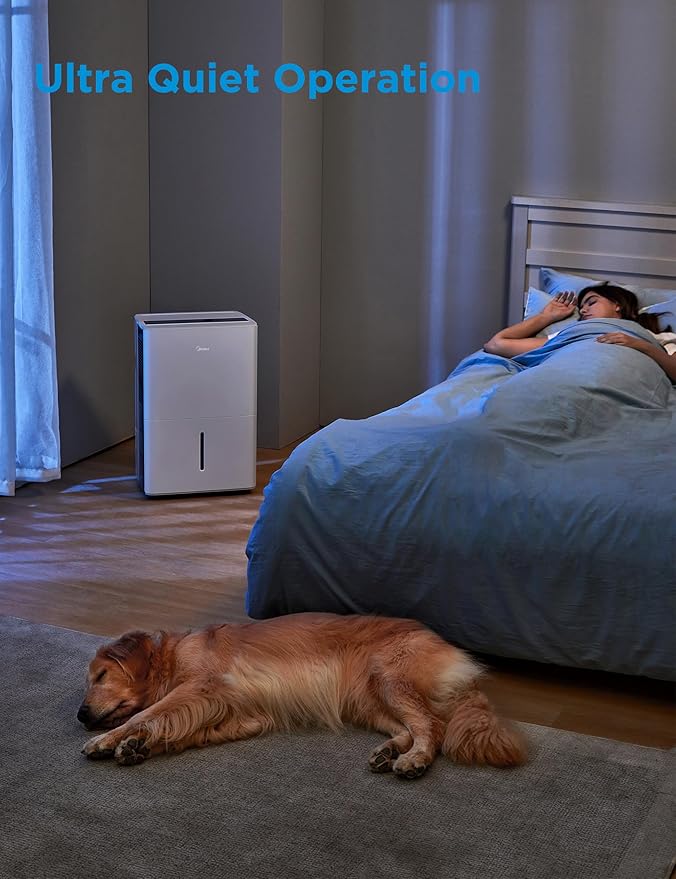 Midea 4,500 Sq. Ft. Dehumidifier With Pump Included, 50 Pint - Ideal For Basements, Large & Medium Sized Rooms, And Bathrooms (White)