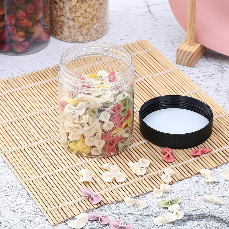36PCS 8OZ Plastic Jars - Refillable Round Containers with Screw-On Lids for Food, Cream & Lotion | Black
