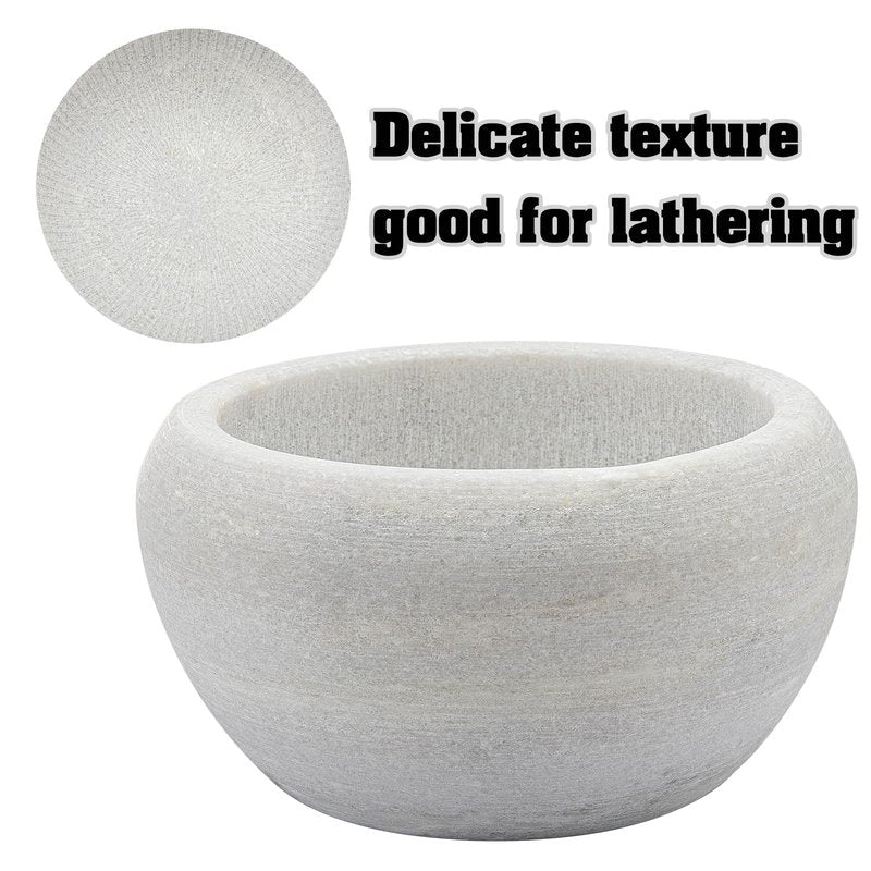 CHARMMAN Shaving Soap & Cream Bowl for Men, Natural White Marble Stone, Heat Preservation, Easier to Whip Up a Fantastic Foam with Interior Micro-ridges, Art of Shave Lather bowl …