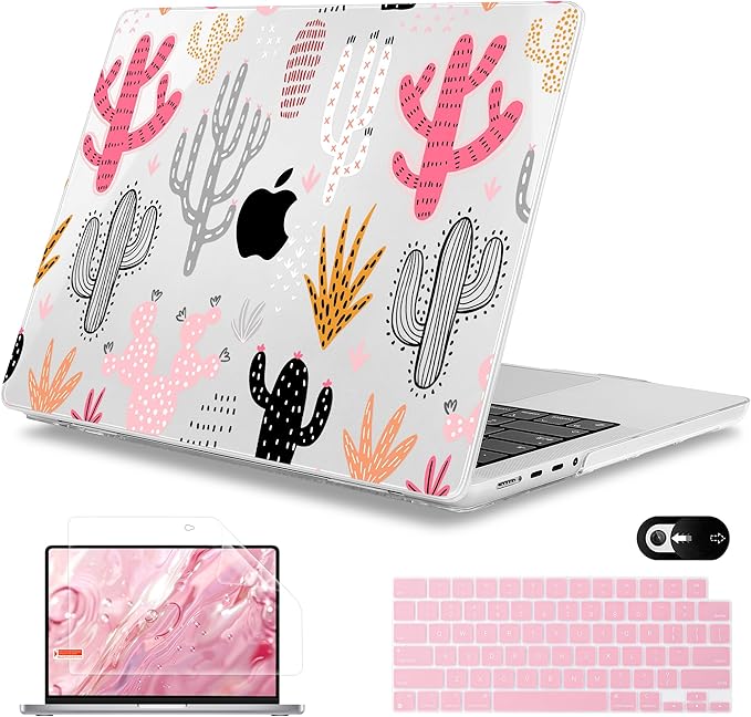 Mektron Case for 2026 M5 MacBook Pro 16 inch A3429 A3428 M4 A3403 A3186 M3 A2991 M2 A2780 M1 A2485 (2021-2025) Pro/Max with Liquid Retina XDR, Hard Shell Plastic Laptop Cover, Colorful Cacti