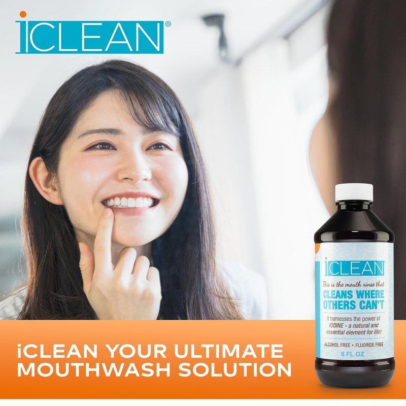 iCLEAN Mouthwash - Fluoride & Alcohol-Free Rinse | Harness The Power of Iodine | Molecular Iodine Mouth Rinse for Clean Oral Care | Gargle for Bad Breath & Oral Wellness | Cleans Where Others Can't