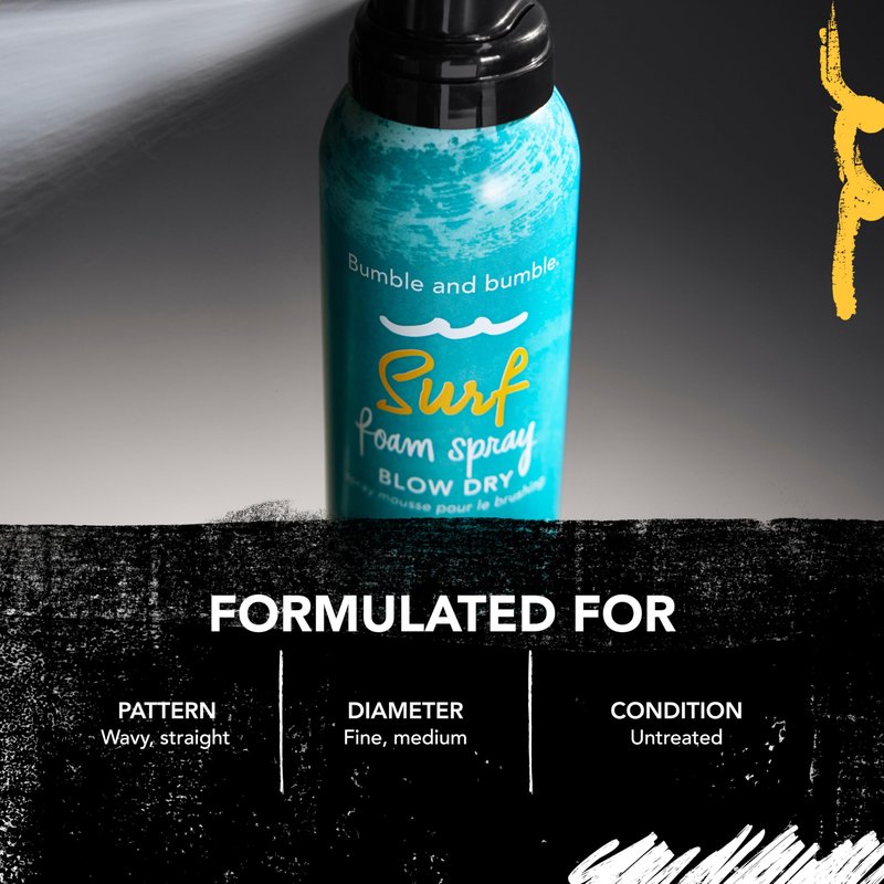 Bumble and bumble. Surf Foam Spray Blow Dry Hair Lightweight Volume Mousse | Adds Beachy Texture + Hold | UV Protection| For Fine to Medium Wavy, Straight Hair Types, 4 Ounce