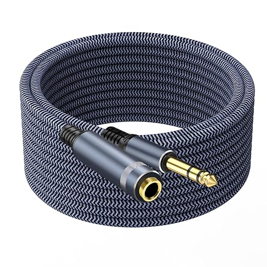 TAISUSAN 1/4" Male to Female Stereo Headphone Extension Cable - 15ft, Quarter Inch Guitar Cable