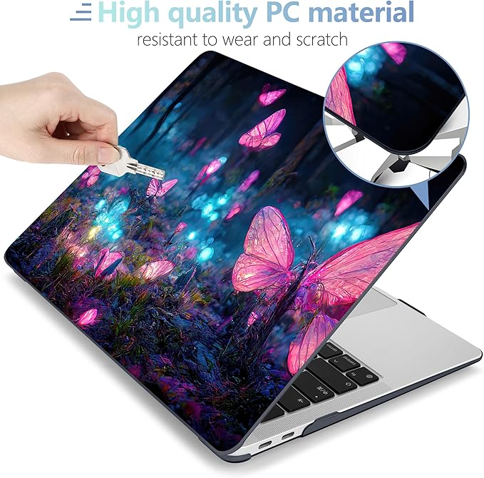 MEEgoodo for MacBook Air 13 inch Case 2021 2020 2019 2018 Released A2337 M1 A2179 A1932 with Touch ID, Plastic Hard Shell & Keyboard Cover Compatible with MacBook Air 13.3, Fantasy Forest