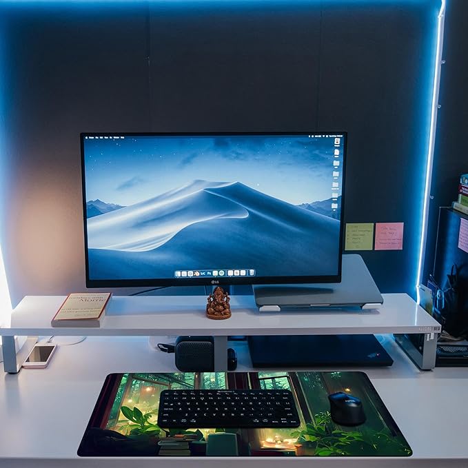 KOAIWPAE Desk Mat, Window View of Forest Desk Pad, Green Atmosphere Large Gaming Mouse Pad for Desk, 31.5"x15.7" Extended Big Computer Keyboard Mouse Pad with Non-Slip Base and Stitched Edge