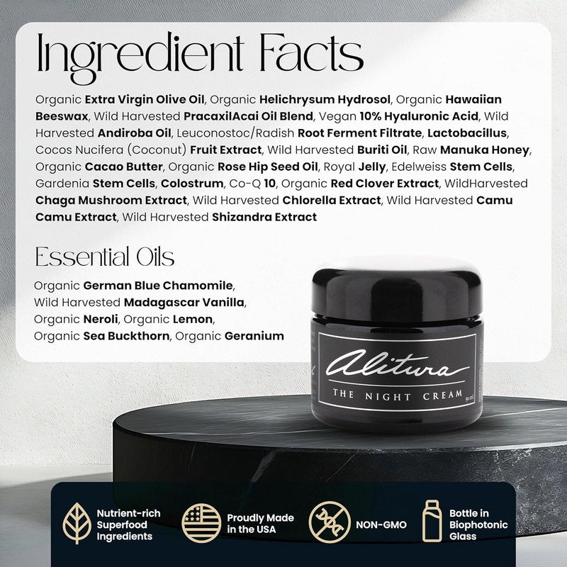 Hyaluronic Acid Anti-Aging Night Cream - Hydrating Moisturizer with 10% Hyaluronic Acid & Superfoods | For Radiant, Youthful Skin