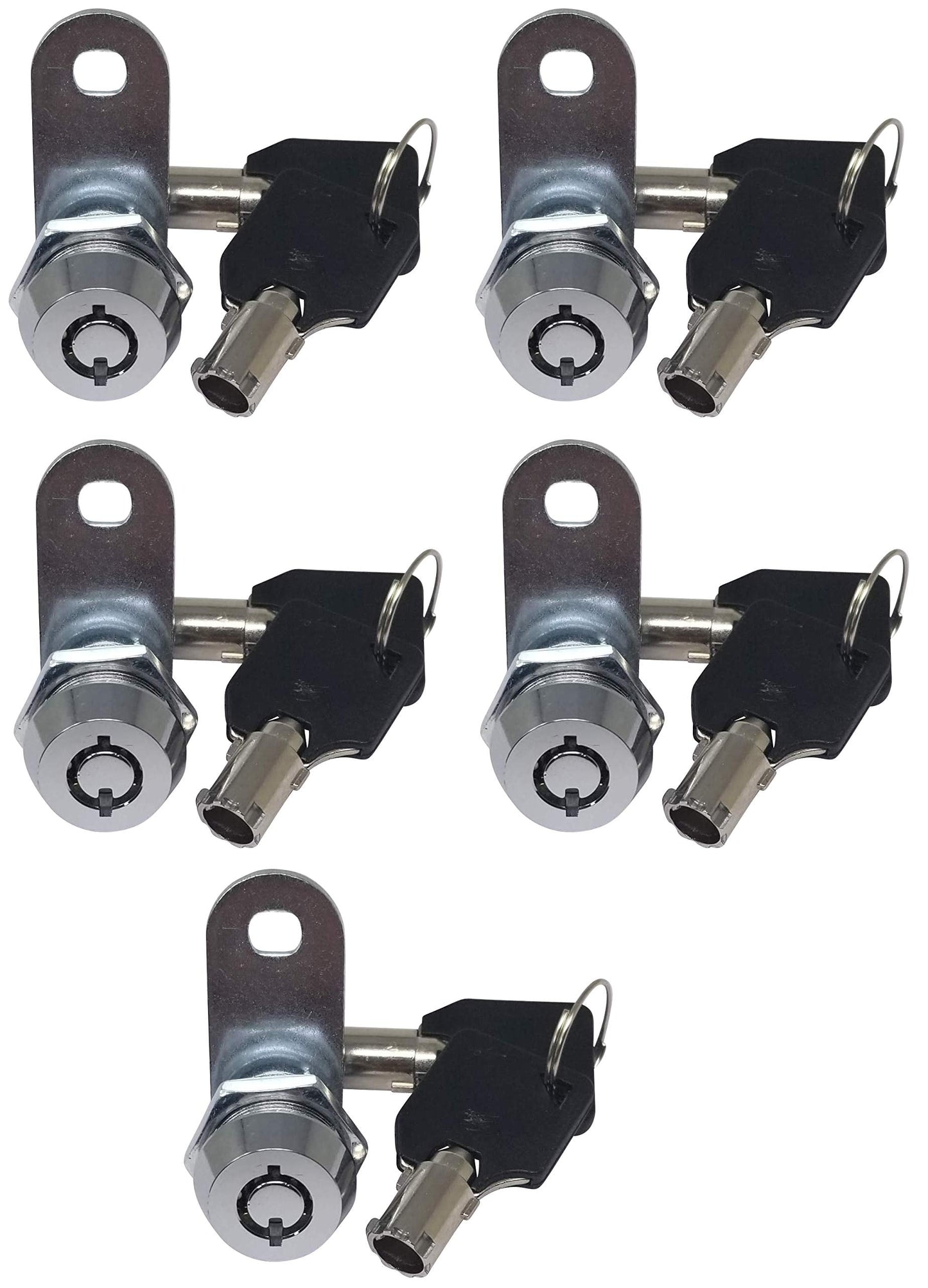 Admiral Locks Tubular Cam Lock, Keyed Alike Removable Key RV Compartment Storage Lock Cabinet Locks (Chrome Pack of 5, 5/8 Inch 180°)