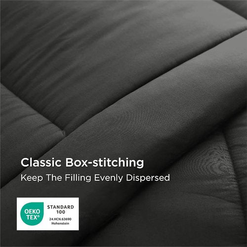 Bedsure Comforter Duvet Insert - All-Season Twin XL Quilted Bedding, GentleSoft Down Alternative, Black 92 x 68 Inches