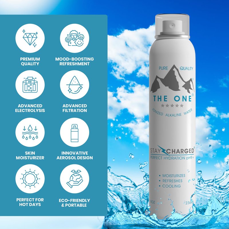 THE ONE Ionized Alkaline Water | Pure Hydration | Alkaline pH for Refreshing Hydration | Facial & Body Mist