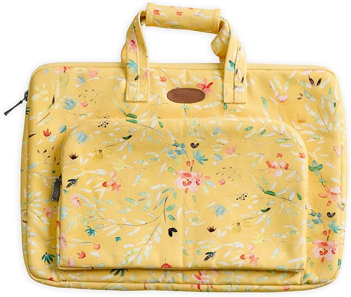 Maison d'Hermine Laptop Bag with Pocket Upto 15.5 inch Stain and Water Repellent Cotton Canvas Spring Summer (Colmar - Yellow)