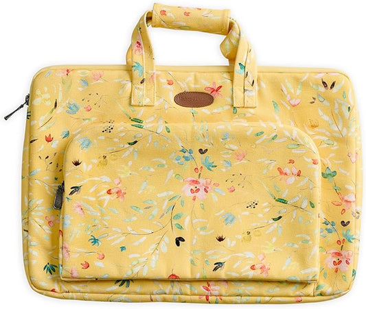 Maison d'Hermine Laptop Bag with Pocket Upto 13.5 inch Stain and Water Repellent Cotton Canvas Spring Summer (Colmar - Yellow)