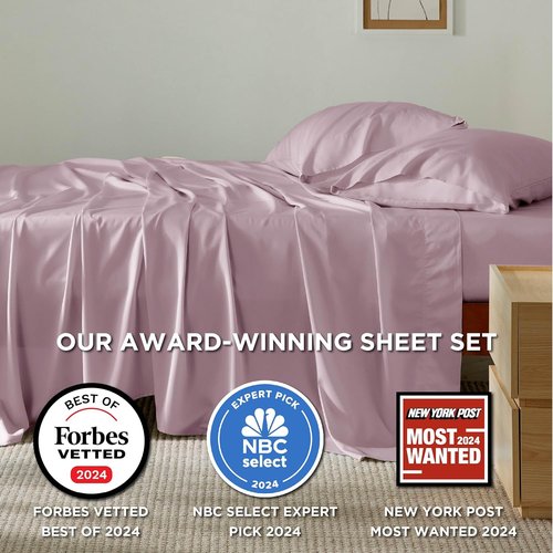 Bedsure Cooling Bed Sheets - Breathable Rayon from Bamboo | Full Size, Deep Pocket, Lavender