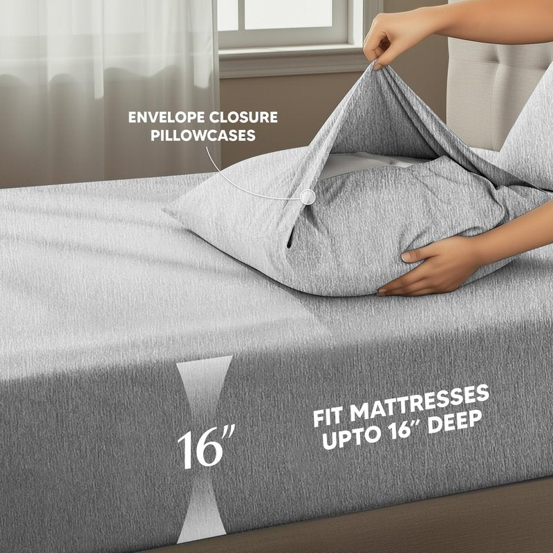 Utopia Bedding King Size Sheet Set – 4 Piece Bed Sheets, Soft and Breathable Microfiber, Includes 1 Fitted Sheet, 1 Flat Sheet and 2 Pillowcases – Oeko Tex (Heather Grey)
